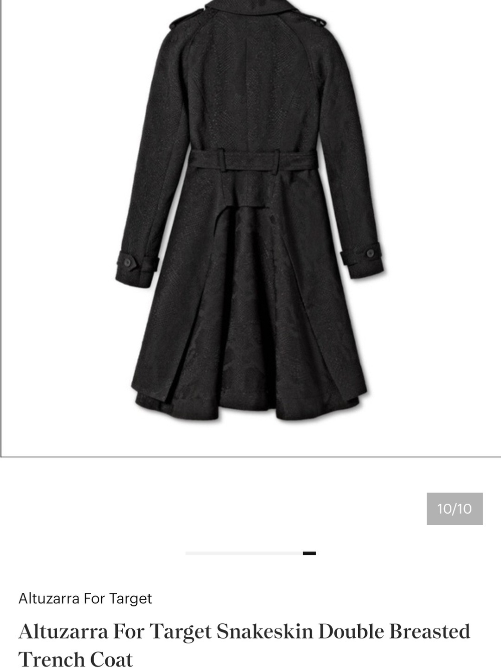 Altuzarra Black Double-Breasted Trench Coat